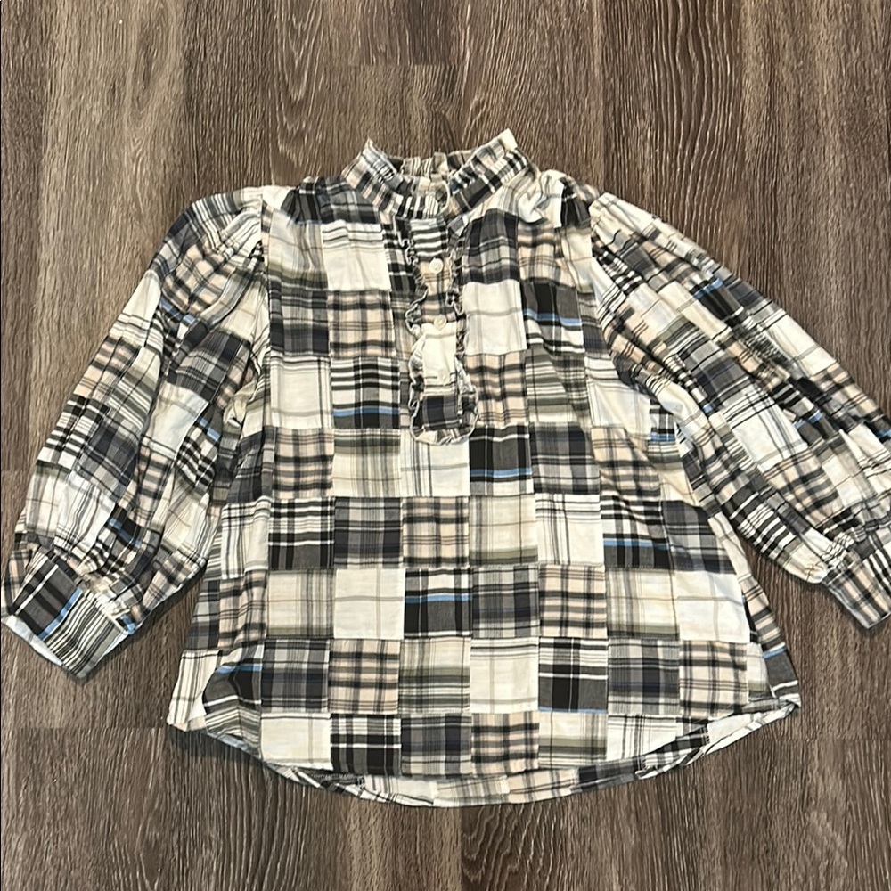 Antik Batik Patchwork Plaid Blouse - image 2